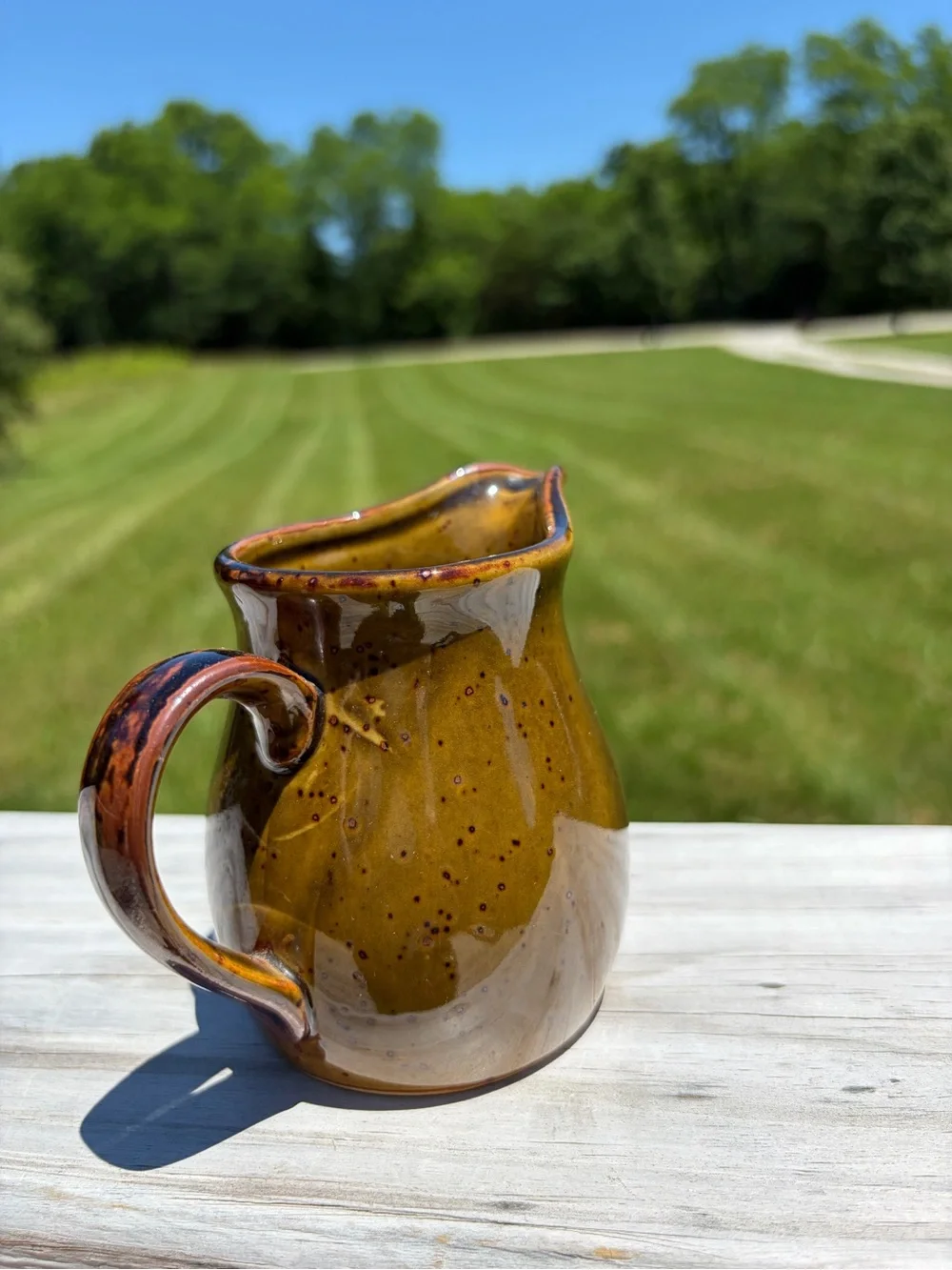Glazed‎ Flower Stoneware Small Pitcher Vintage Japan Cottagecore Grandmacore